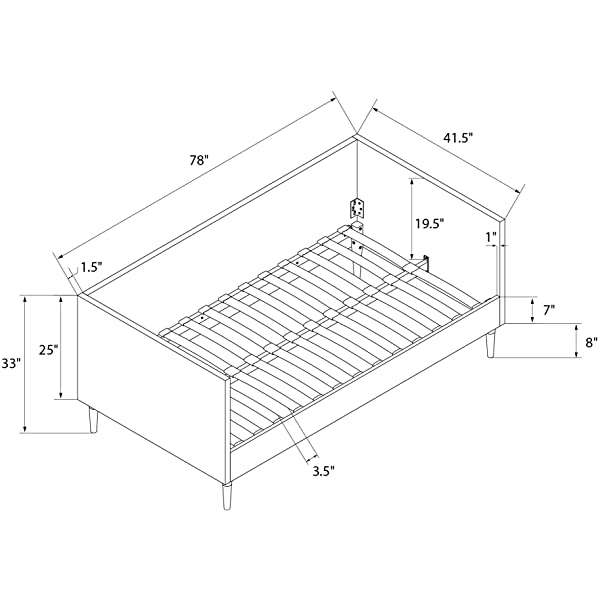 DHP Franklin Mid Century Upholstered Daybed, Sofa Bed, Twin Size Frame, Tan Linen Linen Twin Tan