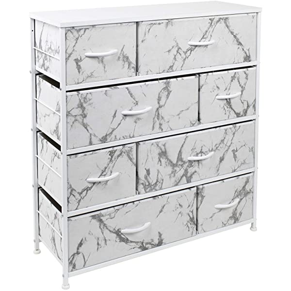 Sorbus Dresser with 8 Drawers - Furniture Storage Chest Tower Unit for Bedroom, Hallway, Closet, Office Organization - Steel Frame, Wood Top, Easy Pull Fabric Bins (Black)