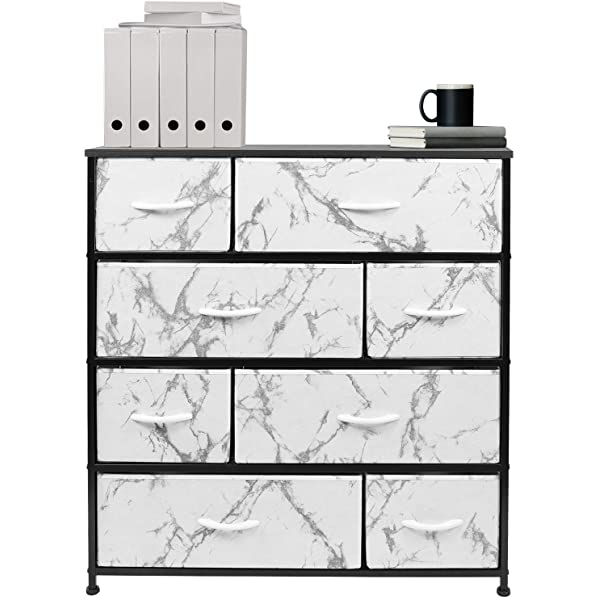 Sorbus Dresser with 8 Drawers - Furniture Storage Chest Tower Unit for Bedroom, Hallway, Closet, Office Organization - Steel Frame, Wood Top, Easy Pull Fabric Bins (Black)