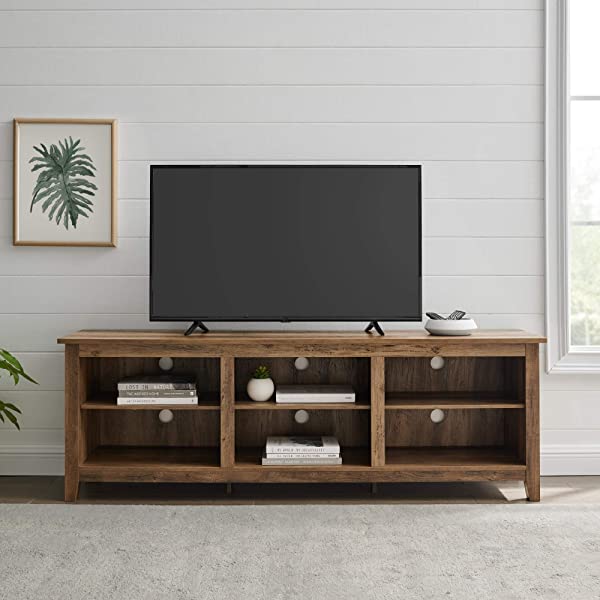 Walker Edison Wren Classic 4 Cubby TV Stand for TVs up to 65 Inches, 58 Inch, Black Black 58 InchTV Stand