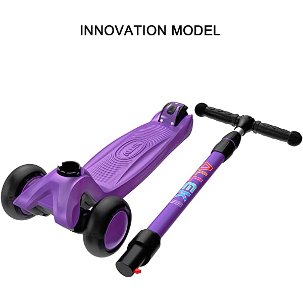 Allek Kick Scooter B03, Lean 'N Glide 3-Wheeled Push Scooter with Extra Wide PU Light-Up Wheels, Any Height Adjustable Handlebar and Strong Thick Deck for Children from 3-12yrs (Rose Pink)