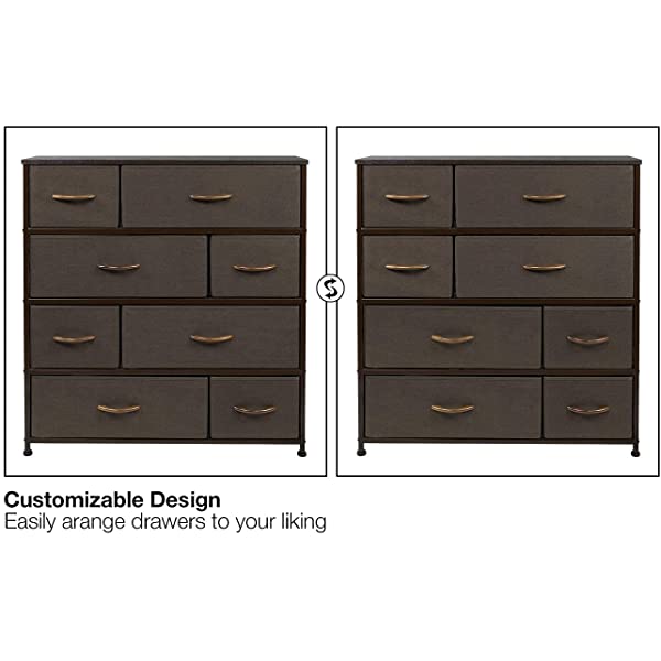 Sorbus Dresser with 8 Drawers - Furniture Storage Chest Tower Unit for Bedroom, Hallway, Closet, Office Organization - Steel Frame, Wood Top, Easy Pull Fabric Bins (Black)