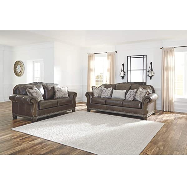Signature Design by Ashley - Malacara Faux Leather Sofa, Brown