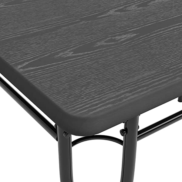 5 Piece Dining Table Set for Dining Room, Kitchen Table and Faux Leather Chairs for 4, Metal Legs, Padded Seat, Black Home Furniture