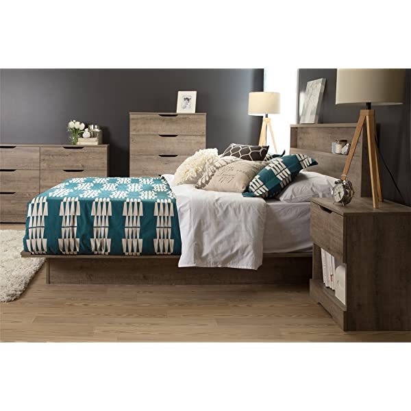 South Shore Trinity 1-Drawer Nightstand, Gray Oak with Cut-Out Handles