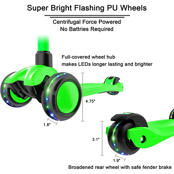 Allek Kick Scooter B03, Lean 'N Glide 3-Wheeled Push Scooter with Extra Wide PU Light-Up Wheels, Any Height Adjustable Handlebar and Strong Thick Deck for Children from 3-12yrs (Rose Pink)
