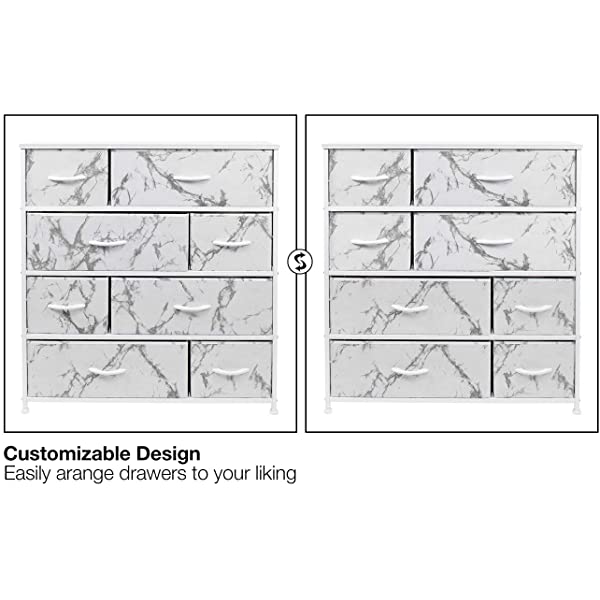 Sorbus Dresser with 8 Drawers - Furniture Storage Chest Tower Unit for Bedroom, Hallway, Closet, Office Organization - Steel Frame, Wood Top, Easy Pull Fabric Bins (Black)