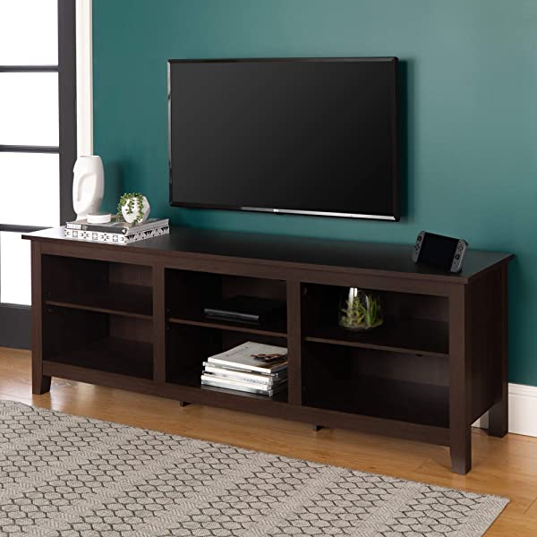 Walker Edison Wren Classic 4 Cubby TV Stand for TVs up to 65 Inches, 58 Inch, Black Black 58 InchTV Stand