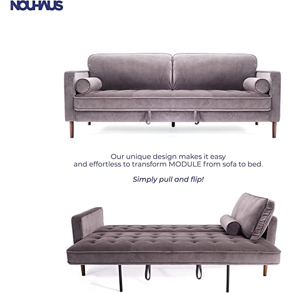 Nouhaus Module, Sleeper Sofa Bed Couch. 7ft Luxury Convertible Sofa Futon Bed with No Roll Together Latex. Ivory Woven Pull Out Bed for Bedroom Couch, Small Apartment Furniture Sofas or RV Couch Woven/Knit Ivory