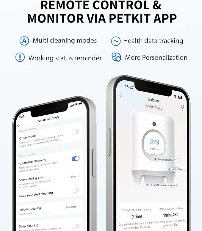 PETKIT Self Cleaning Cat Litter Tray, PURA X Automatic Cat Litter Tray with 60L Large Capacity, Odor Control Smell Free, xSecure, APP Control Smart Robot Litter Box for Multiple Cats with Mat & Liners