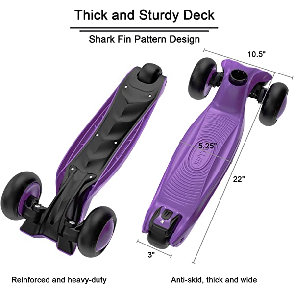 Allek Kick Scooter B03, Lean 'N Glide 3-Wheeled Push Scooter with Extra Wide PU Light-Up Wheels, Any Height Adjustable Handlebar and Strong Thick Deck for Children from 3-12yrs (Rose Pink)