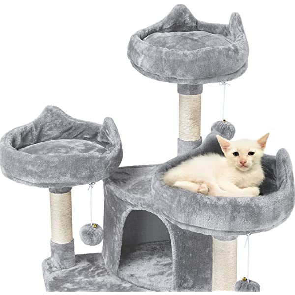 Yaheetech 68.5in Multi-Level Cat Tree Large Cat Condo with Sisal-Covered Platforms Scratching Board & Scratching Posts, Cozy Perches, Stable Cat Tower Cat Condo Pet Play House Dark Gray