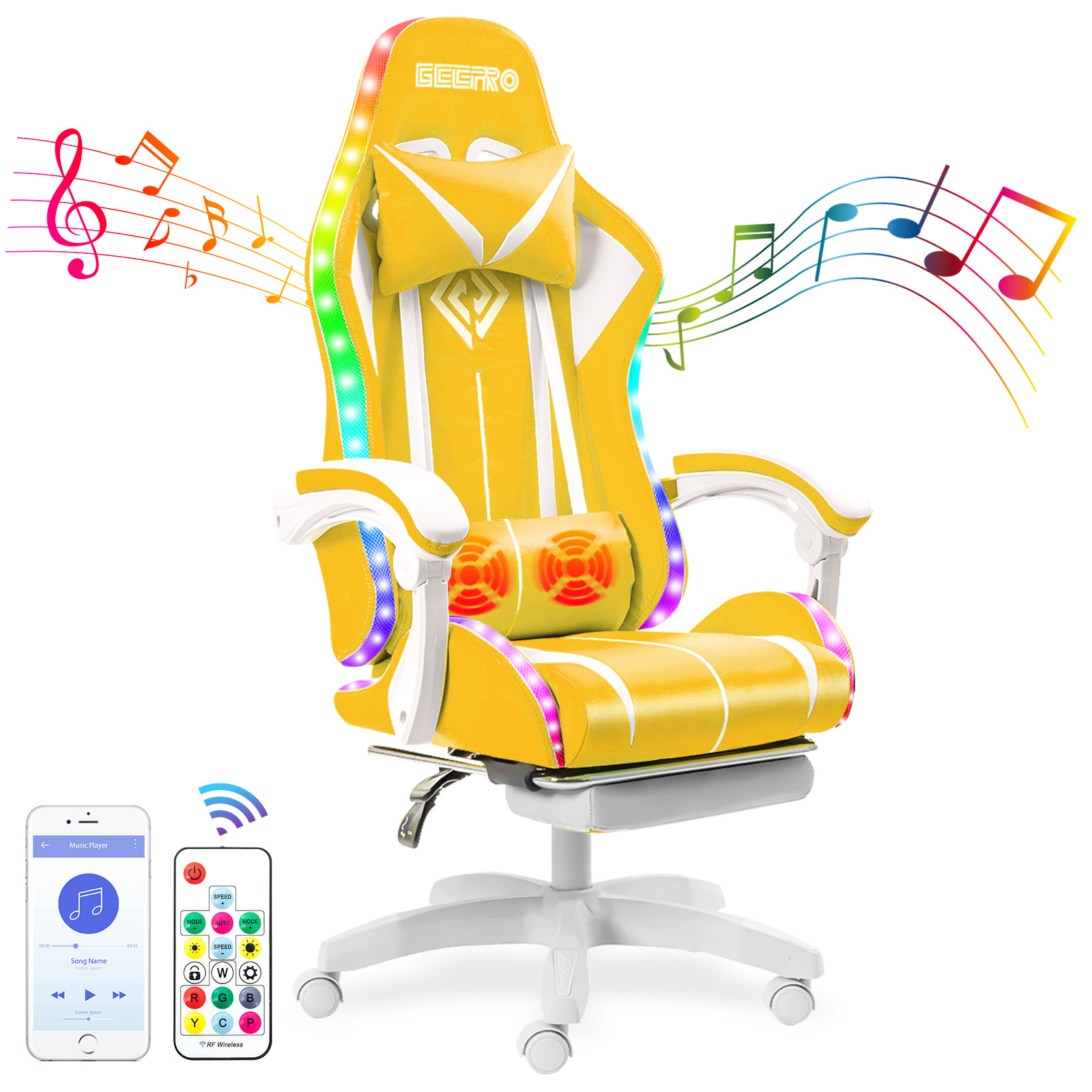【Furniture】RGB PC & Racing Game Chair With Massage And Bluetooth
