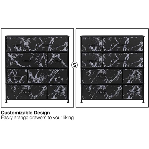 Sorbus Dresser with 8 Drawers - Furniture Storage Chest Tower Unit for Bedroom, Hallway, Closet, Office Organization - Steel Frame, Wood Top, Easy Pull Fabric Bins (Black)