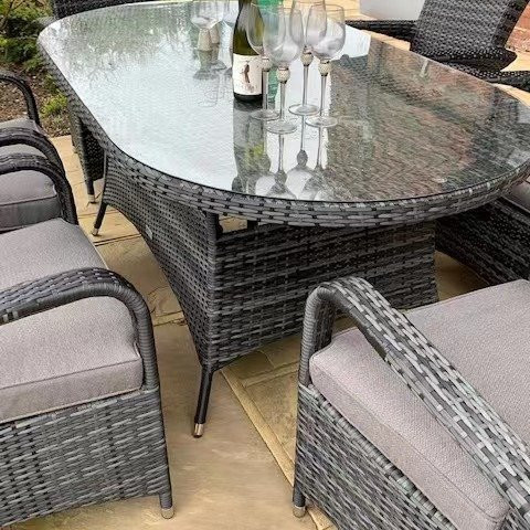 8 Savannah Armchairs Oval Table Set - Low Price for a Limited Time