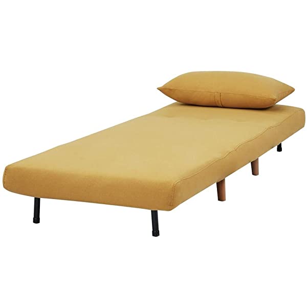 GIA Tri-Fold Sofa Bed, With Pillow, Yellow Yellow With Legs