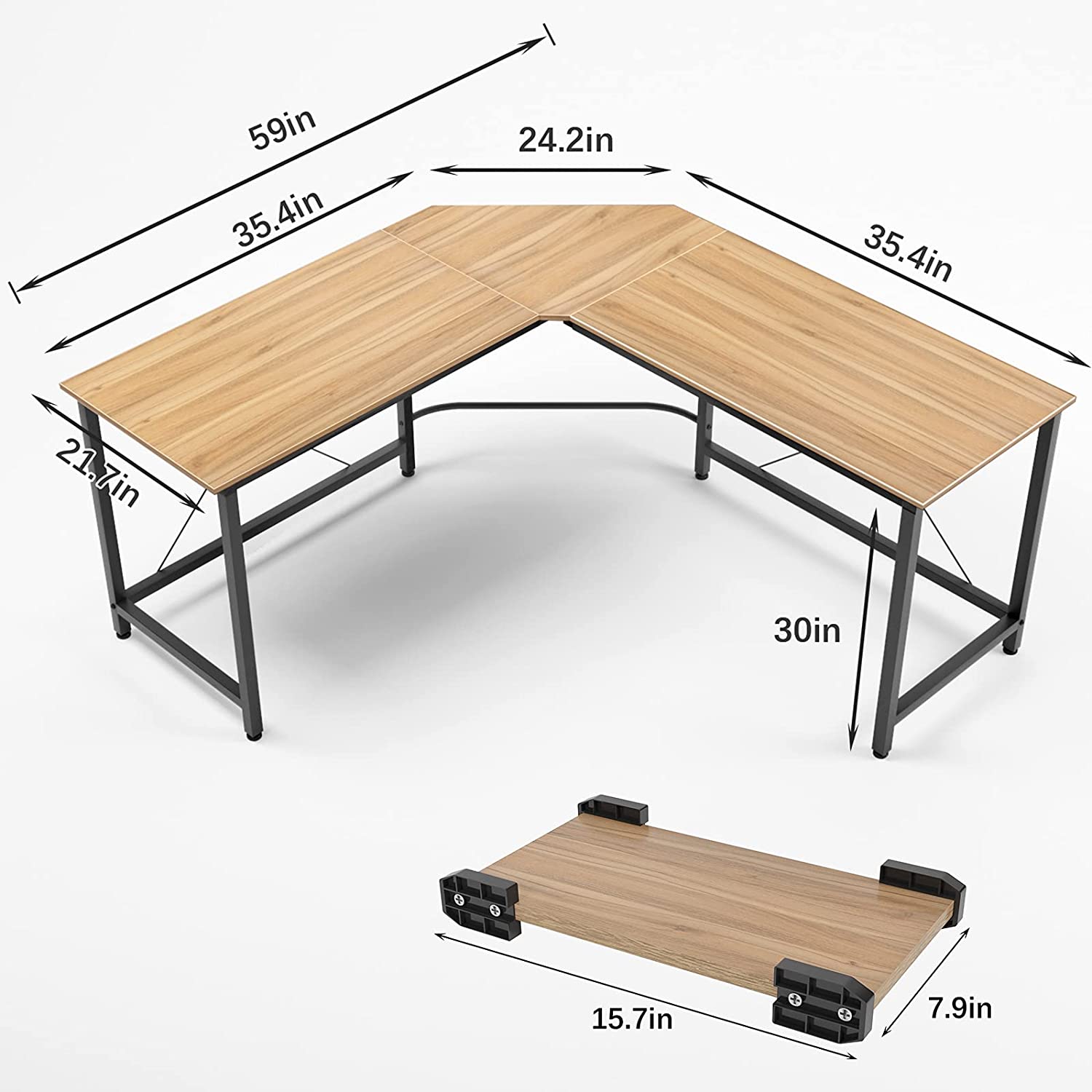 Soges 59 x 59 inches (approximately 149.9 x 149.9 cm) large desk computer desk desk corner table oak CS-ZJ02-OK