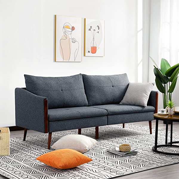 Vonanda Faux Leather Sofa Couch, Modern Tufted 3-Seater Sofa with Clean Lines and Upholstered Artificial Leather for Compact Living Space, Chestnut Brown 3-seater sofa Chestnut Brown