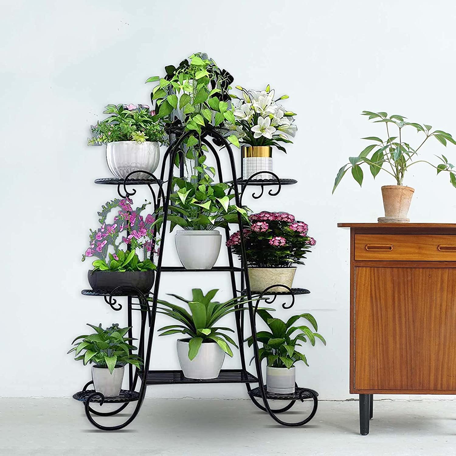 CNNINGYI metal plant stand, 9-layer flower stand, indoor high plant stand