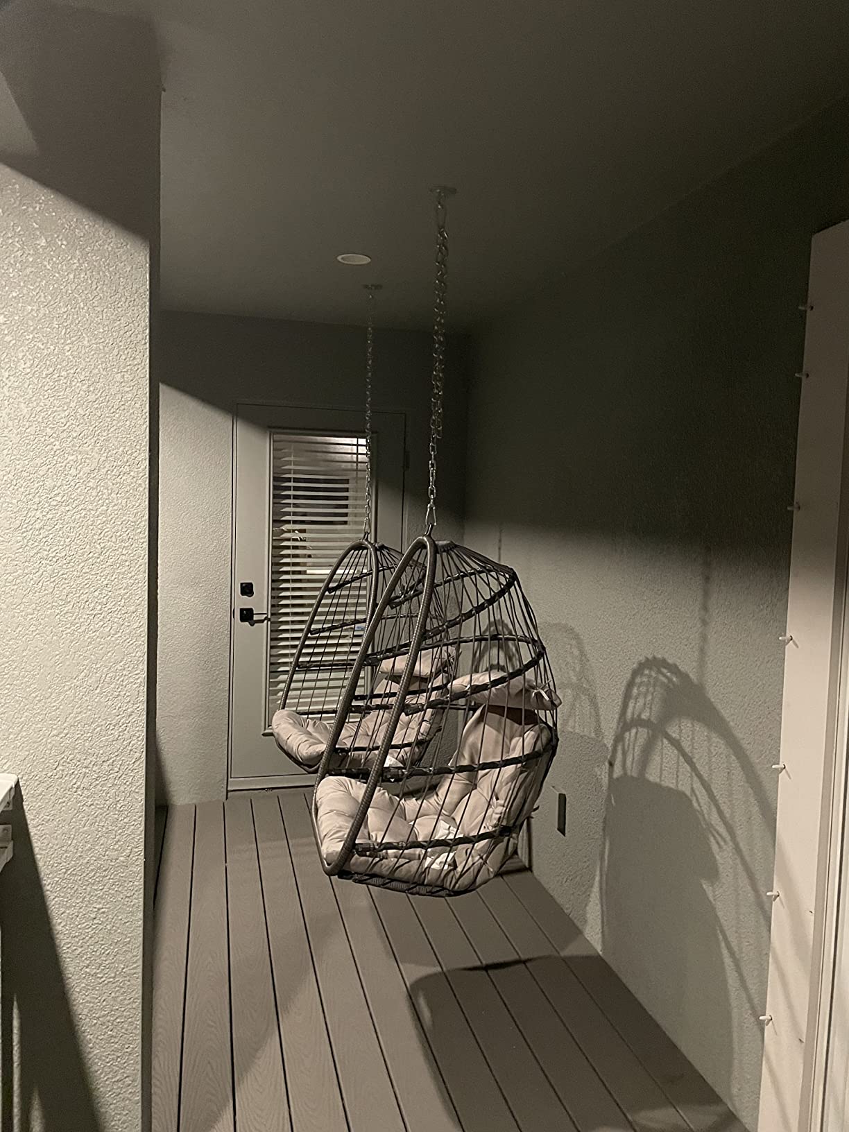 【Furniture】Wicker Rattan Hammock Egg Swing Chair with Hanging Chain, Aluminum Frame & UV Resistant Cushion