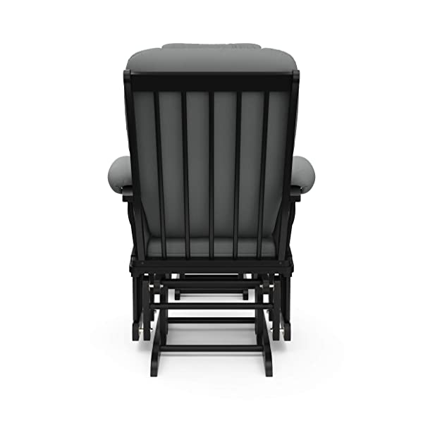 Storkcraft Tuscany Custom Glider and Ottoman with Free Lumbar Pillow, Black/Grey, Cleanable Upholstered Comfort Rocking Nursery Chair with Ottoman Black/Gray