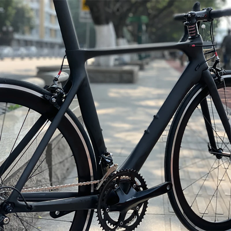 Carbon Fibre Road Bike Racing Hub Wheel 22 Speed 700C C-brake 11-28T Flywheel 50-34T Crankset 50mm Rim Hight Curved Handlebar