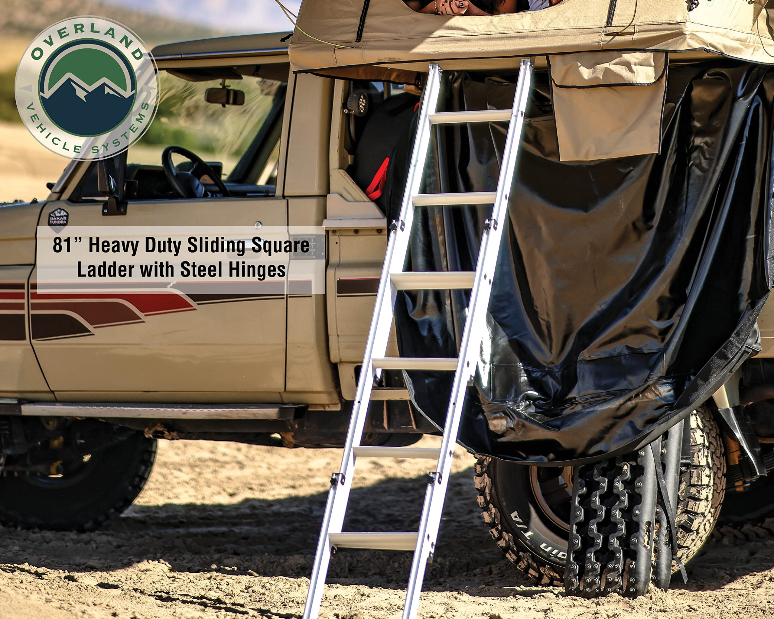 3 Person Roof Top Tent with Rain Fly Tan Base & Green Rainfly