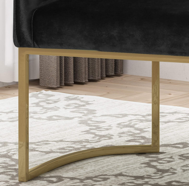 Christopher Knight Home Fern Modern Tufted Glam Accent Chair with Velvet Cushions and U-Shaped Base, Black and Gold Finish