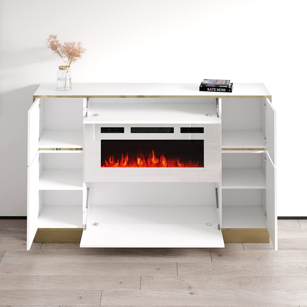 【Furniture】Meble Furniture Odessa WH-EF Fireplace Sideboard
