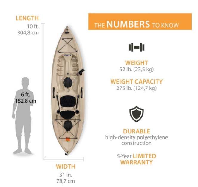 LIFETIME TIOGA 100 SIT-ON-TOP KAYAK (PADDLE INCLUDED)