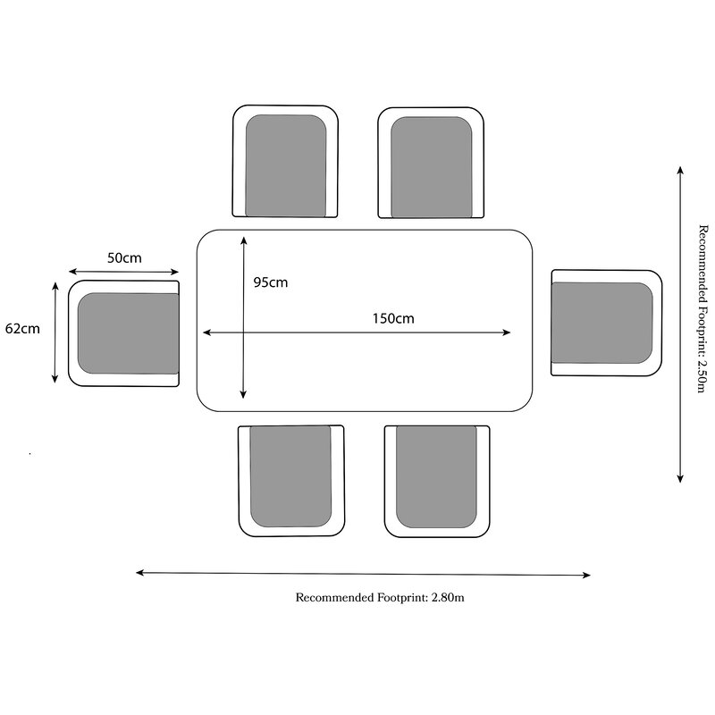 【Furniture】Rectangular 6 - Person 150Cm Long Dining Set with Cushions